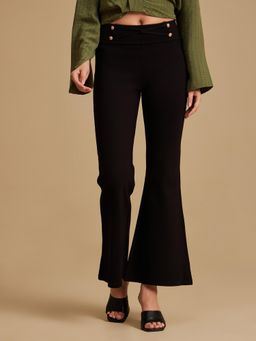 Kazo - Theo Boot Cut Black Solid Jeggings