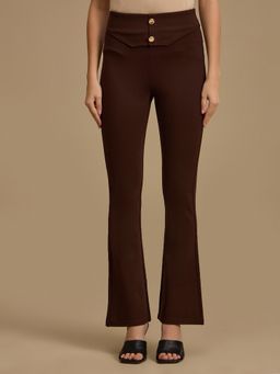 Kazo - Finn Boot Cut Fit Brown Solid Jeggings