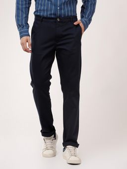 Lee - Men Navy Blue Cotton Lycra Mid Rise Slim Fit Chino Pant