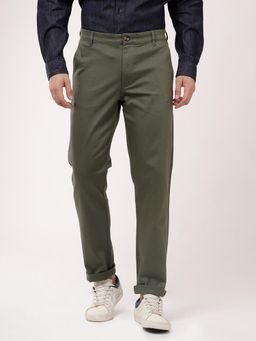 Lee - Men Green Cotton Lycra Mid Rise Chino Pant