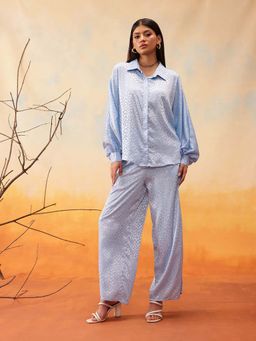 INDO STREET - Blue Textured Co-Ord Set