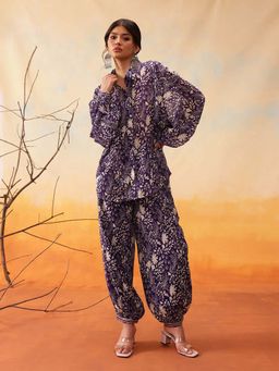 INDO STREET - Purple Floral Printed Co-Ord Set