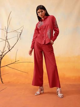 INDO STREET - Red Embellished Co-Ord Set