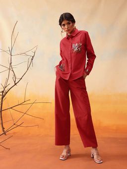INDO STREET - Red Embellished Co-Ord Set
