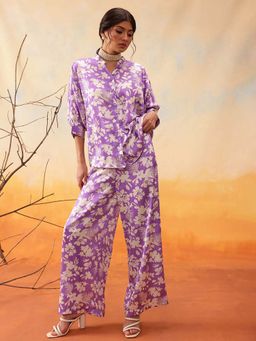 INDO STREET - Purple Floral Printed Co-Ord Set