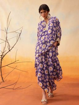 INDO STREET - Purple Floral Printed Co-Ord Set