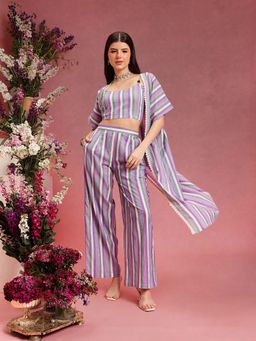 INDO STREET - Lavender Stripes Print Co-Ord Set