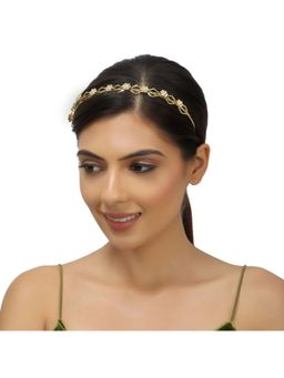 Accessher - Stylish Gold Plated Rhinestones & Pearls Studded| Floral Hairband