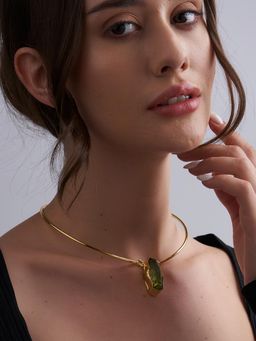 Niska - Gilded Glory Jade Necklace and Earrings (Set of 2)