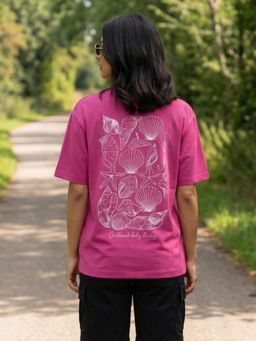 Nobero - Pink Oversized Printed T-Shirt