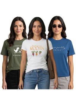 Nobero - Printed Regular Fit Cotton T-Shirt (Pack Of 3)
