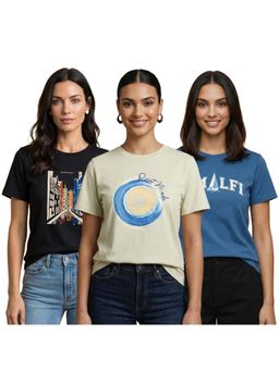 Nobero - Multi-Colour Printed T-Shirt (Pack Of 3)