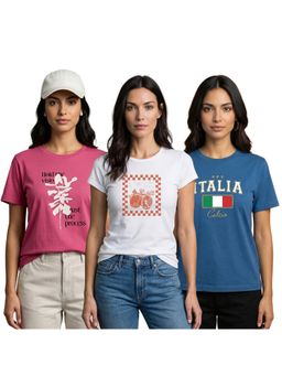 Nobero - Multi-Colour Regular Fit T-Shirt (Pack Of 3)