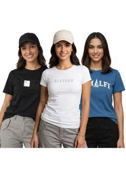 Nobero - Printed Regular Fit Cotton T-Shirt (Pack Of 3)