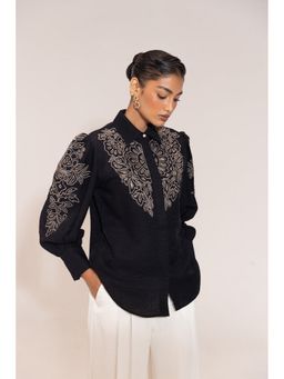 Sheczzar - Luxe Black Cutwork Embroidered Shirt