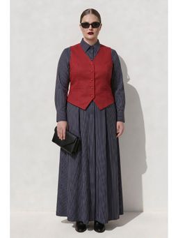 Virgio - Red Cotton Waistcoat with Adjustable Waist