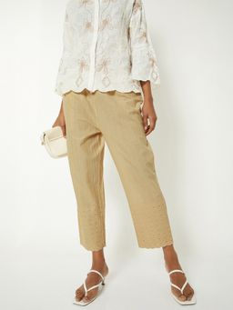 max - Beige Women Embroidered Palazzo