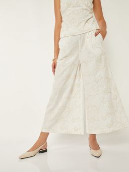 max - White Women Embroidered Palazzo