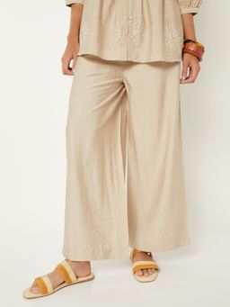 max - Beige Women Solid Palazzo