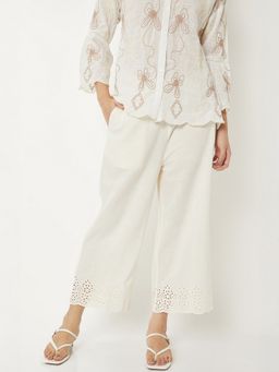 max - Off White Women Sciffili Hem Palazzo