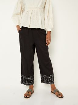 max - Black Women Mirror-Work Hem Palazzo