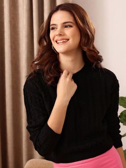 STREET 9 - Black Cable Knit Sweater