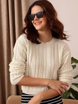 STREET 9 - White Cable Knit Sweater