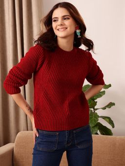 STREET 9 - Maroon Acrylic Sweater