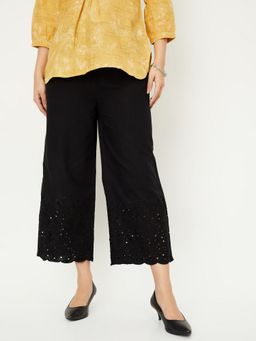 max - Black Women Schiffili Embroidered Palazzo