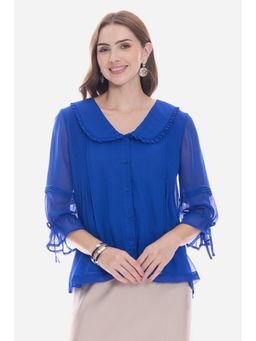 Virgio - Blue Peter Pan Collar Shirt Regular Top