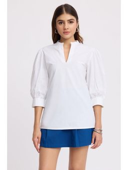 Virgio - White Slim Fit Top Regular Top