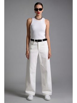 Virgio - White Cotton Racer Back Tank Top