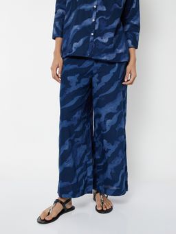 max - Navy Blue Women Printed Palazzo