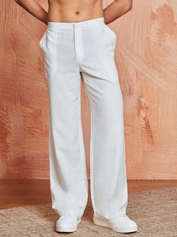 Vastramay - Men Cotton Linen Solid Relaxed Fit Korean Pant