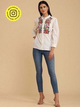 BOHO-CHIC By Sukriti Jain - White Sweetly Embroidered Blouse