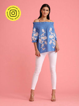 BOHO-CHIC By Sukriti Jain - Blue The Riviera Boho Exclusive Blouse