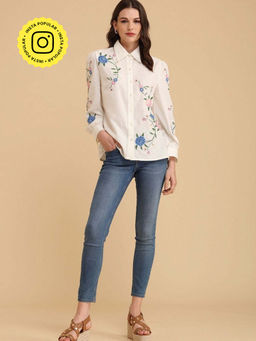 BOHO-CHIC By Sukriti Jain - White Exquisite Embroidered Shirt