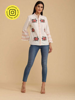 BOHO-CHIC By Sukriti Jain - White Springtime Bouquet Blouse