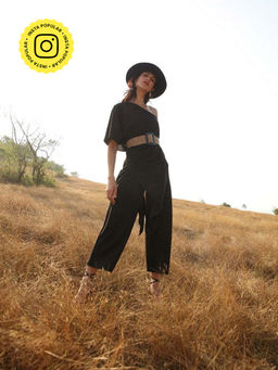 BOHO-CHIC By Sukriti Jain - Black One Shoulder Asymmetric Jumpsuit