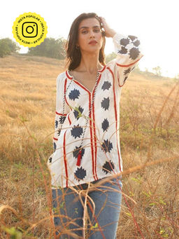 BOHO-CHIC By Sukriti Jain - White The Boho Embroidered Blouse