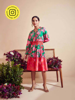 BOHO-CHIC By Sukriti Jain - Green Tiered Printed Dress