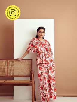 BOHO-CHIC By Sukriti Jain - Red Print Eye Catching Floral Co-Ord (Set of 2)