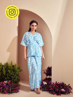 BOHO-CHIC By Sukriti Jain - Blue Print Eye Catching Floral Co-Ord (Set of 2)