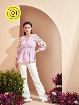 BOHO-CHIC By Sukriti Jain - Lilac Springtime Broderie Embroidered Blouse