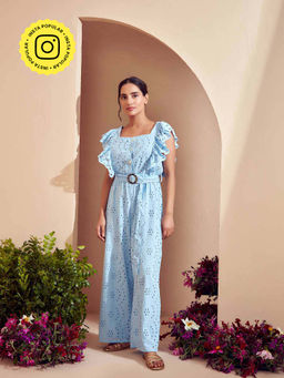 BOHO-CHIC By Sukriti Jain - Soft Blue The Broderie Jumpsuit