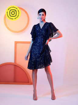 BOHO-CHIC By Sukriti Jain - Blue Flattering Sequin Dress
