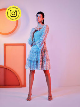 BOHO-CHIC By Sukriti Jain - Silver Mettalic Chevron Dress