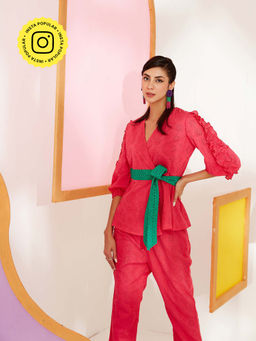 BOHO-CHIC By Sukriti Jain - Pink Cosmos Coord Set (Set of 2)