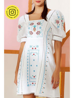 BOHO-CHIC By Sukriti Jain - White The Roseate Dress