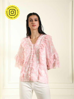 BOHO-CHIC By Sukriti Jain - Pink Sweetheart Ruffle Blouse
